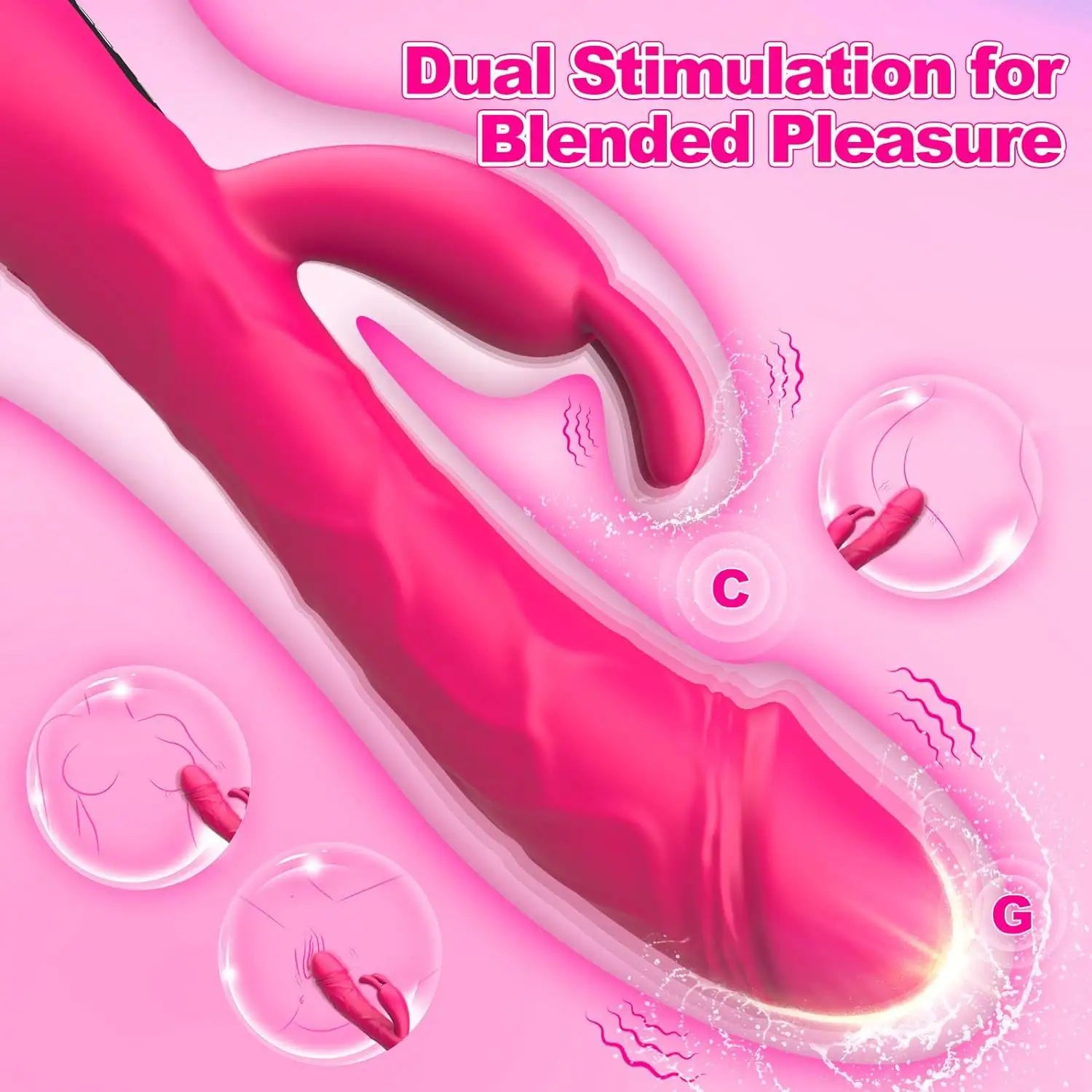 10-band Retractable Vibrating AV Wand Luxurious Shape Soft Touch G-spot  100% Waterproof Clitoral.
